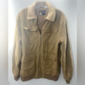 NWOT Tan Coofandy men’s faux suede fur collar zipper winter jacket coat